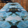 Bench upholstered in velvet fabric designed by Semper Hopkins Upholstery and Interiors