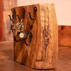 Free standing key holder made from drift wood finished with decorative hooks