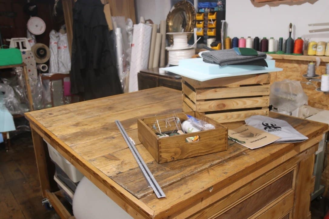 Wooden workshop workbench.