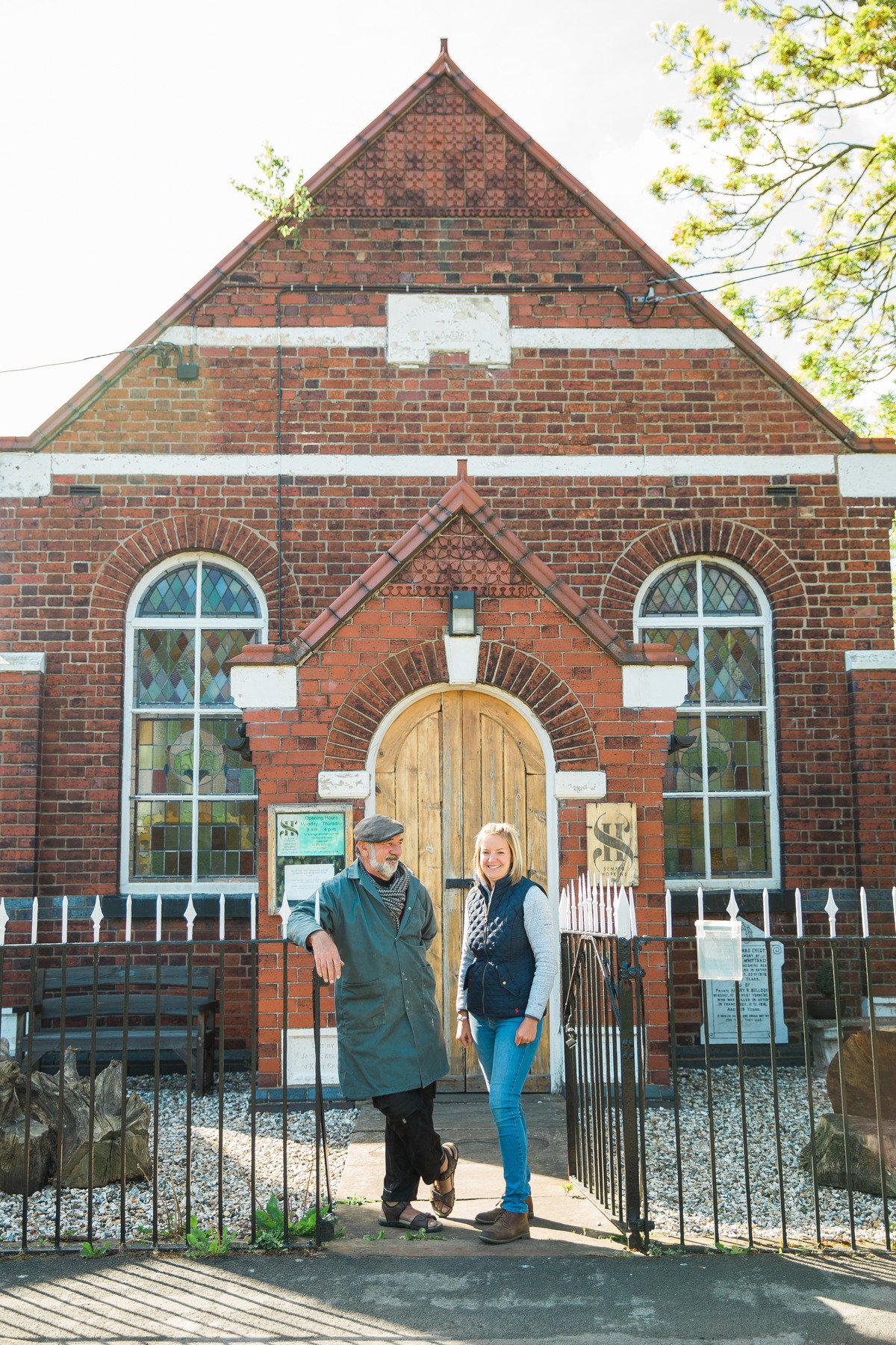 Emma and her Dad outside SH Workshop