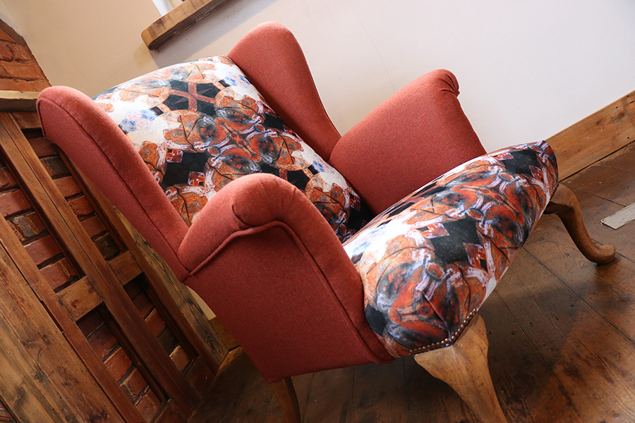 fabric upholstered armchair