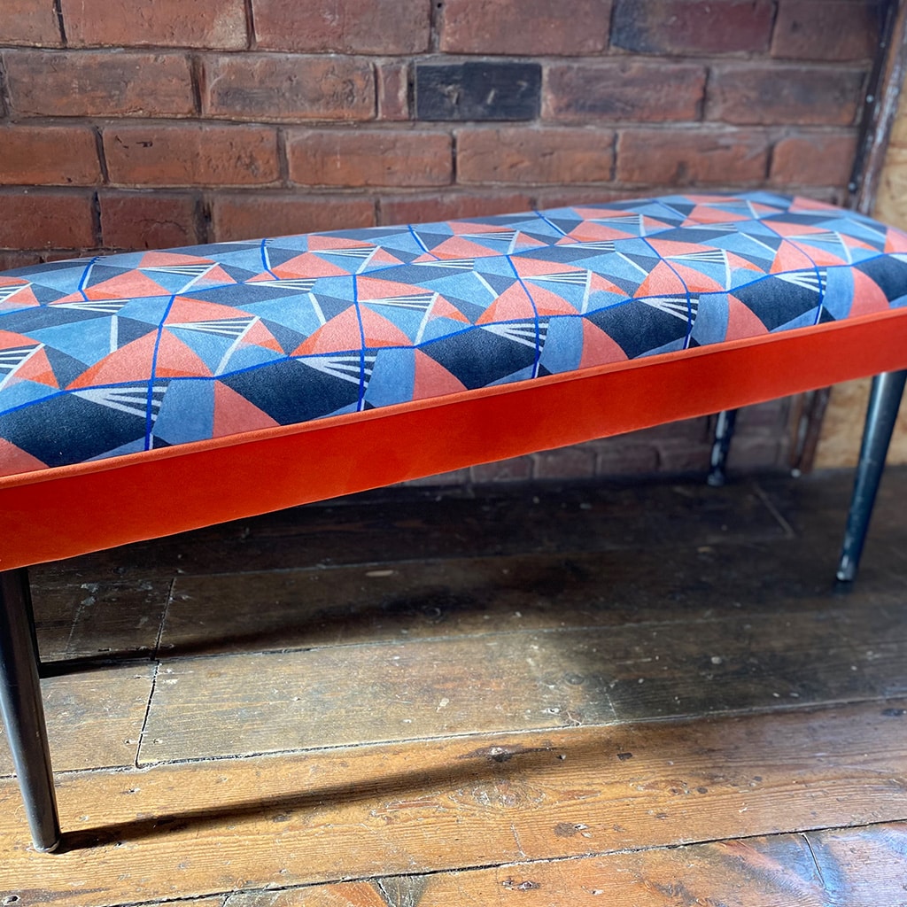 patterned Fabric bench