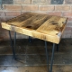 handmade industrial wooden coffee table with hairpin legs