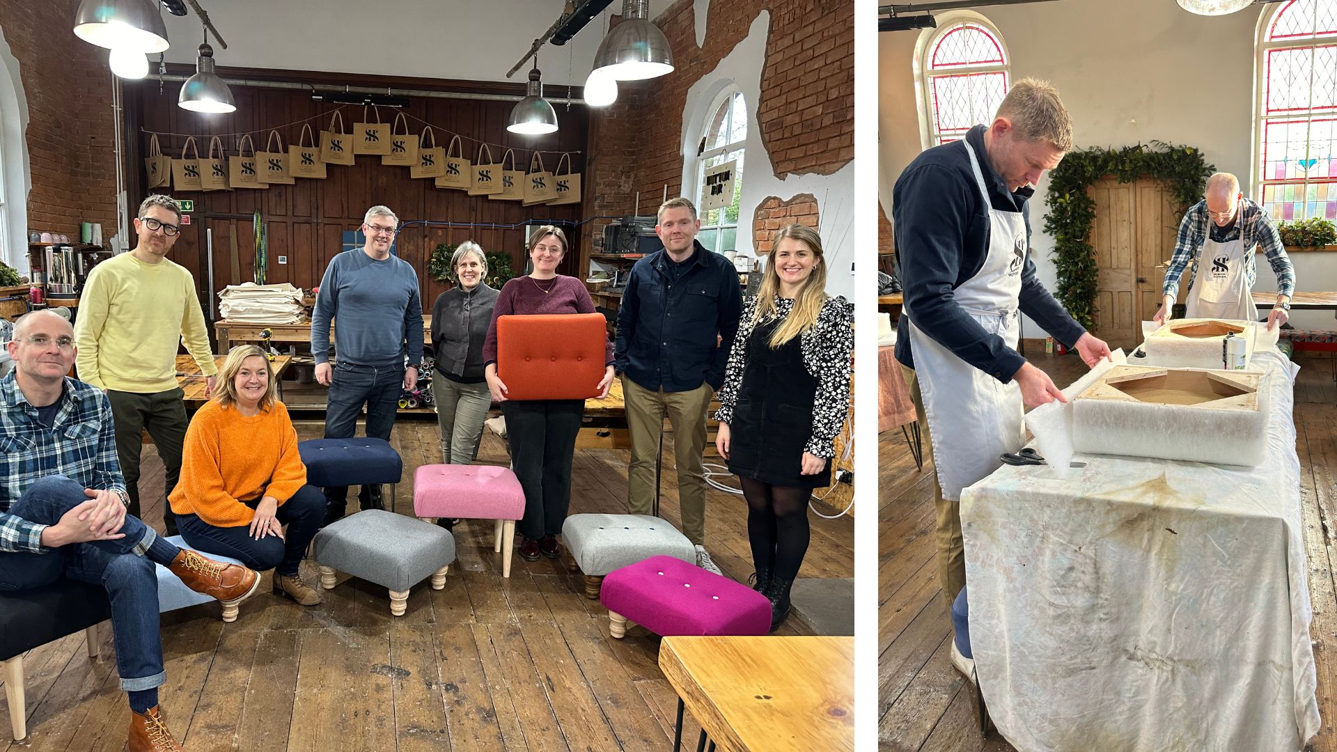 Akerlof B-Corp™ at a team day making stools and footstools.