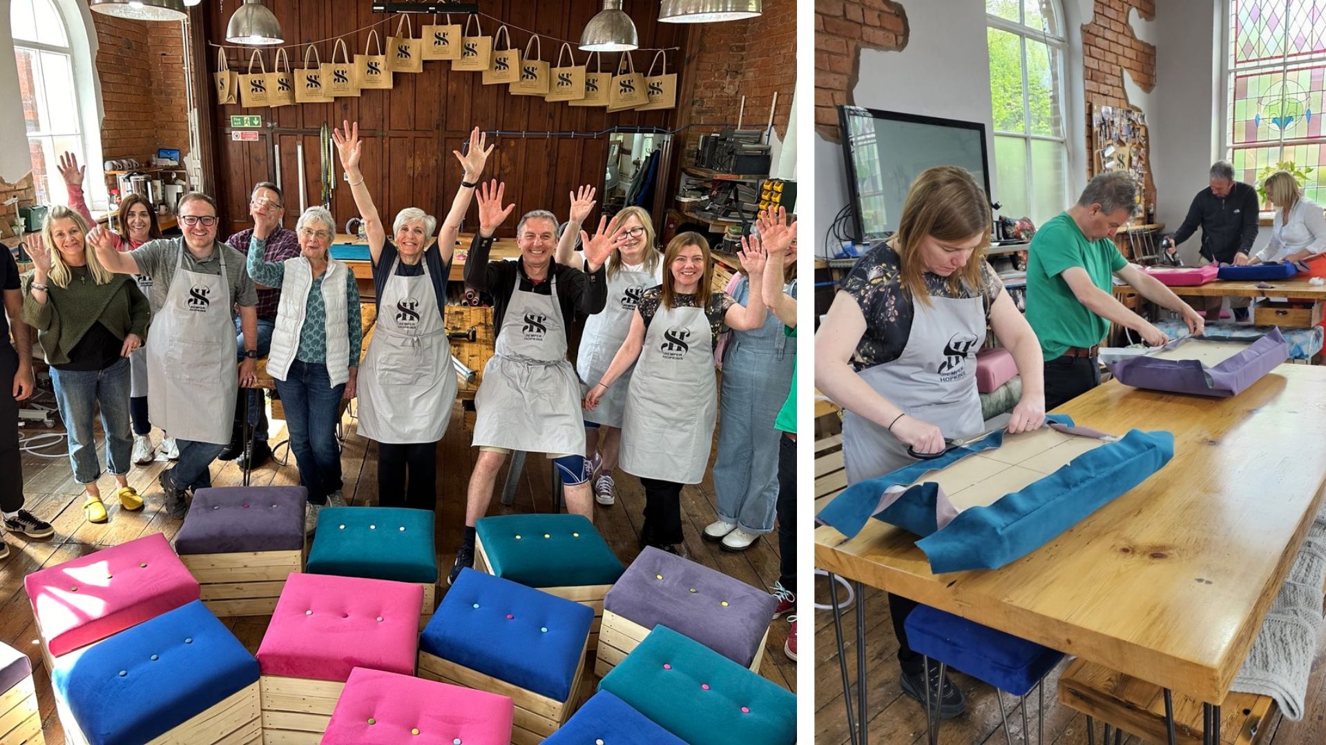Live! Cheshire Board of Trustees and Leadership Team participating in a workshop making storage crates.