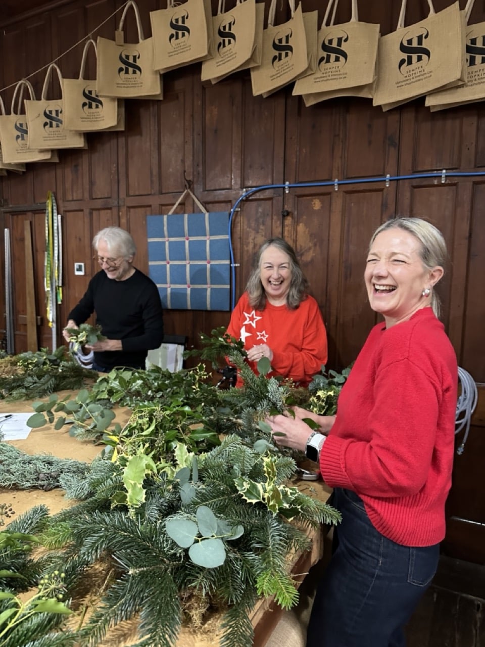 Cheshire Connect and team enjoying Christmas wreath making workshop