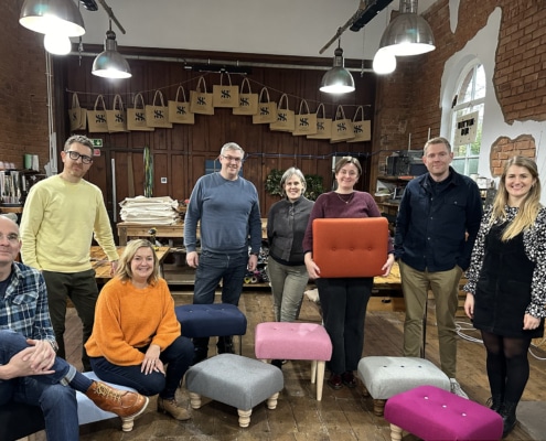 Akerlof B-Corp Team building activity for small groups making bespoke stools in a creative workshop