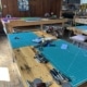 Craft workshops in Cheshire studio space set up for the leather belt making workshop, showing tools, materials, and equipment ready for participants to make your own leather belt.