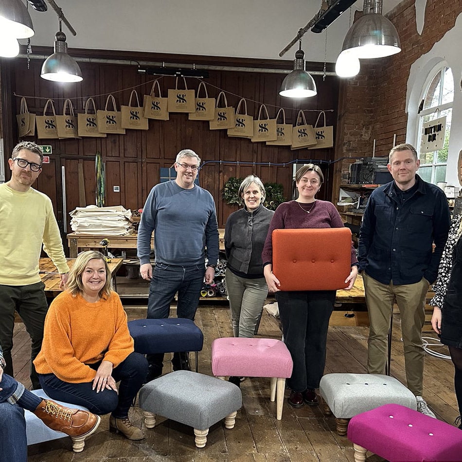 Example of a Upholstered Footstool made at a business team building workshop