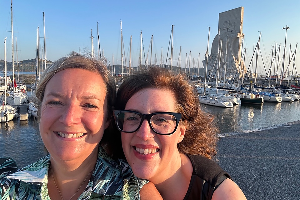 Emma and Sarah in Lisbon.