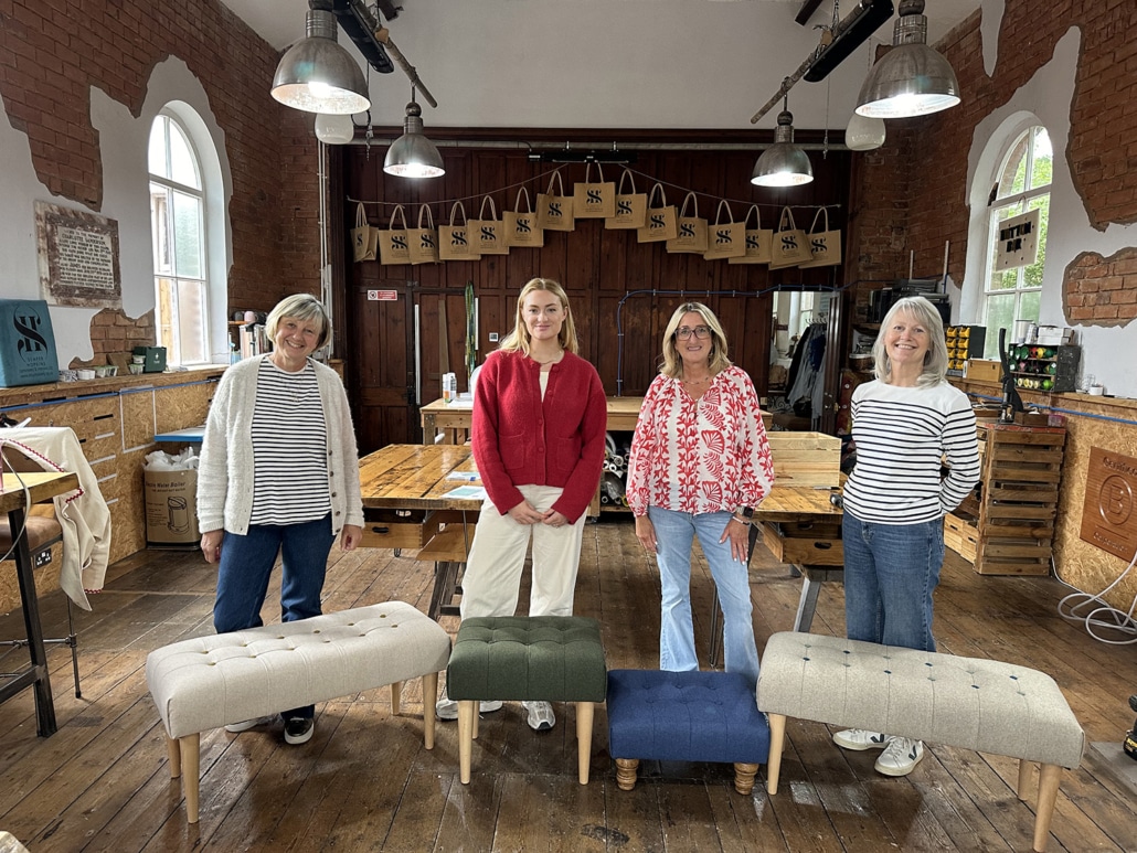 Private group upholstery workshop in chapel setting