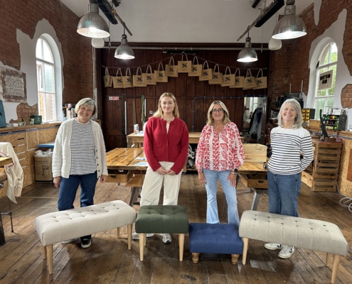 Private group upholstery workshop in chapel setting